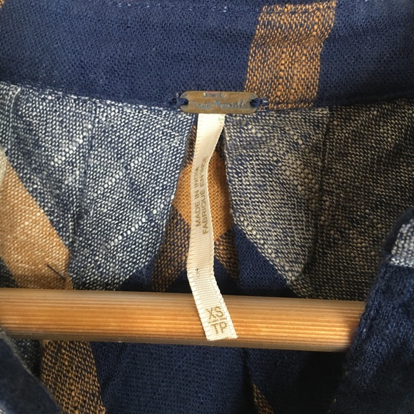 Free People Peppy In Plaid Button Up Blouse Top - Picture 7 of 10